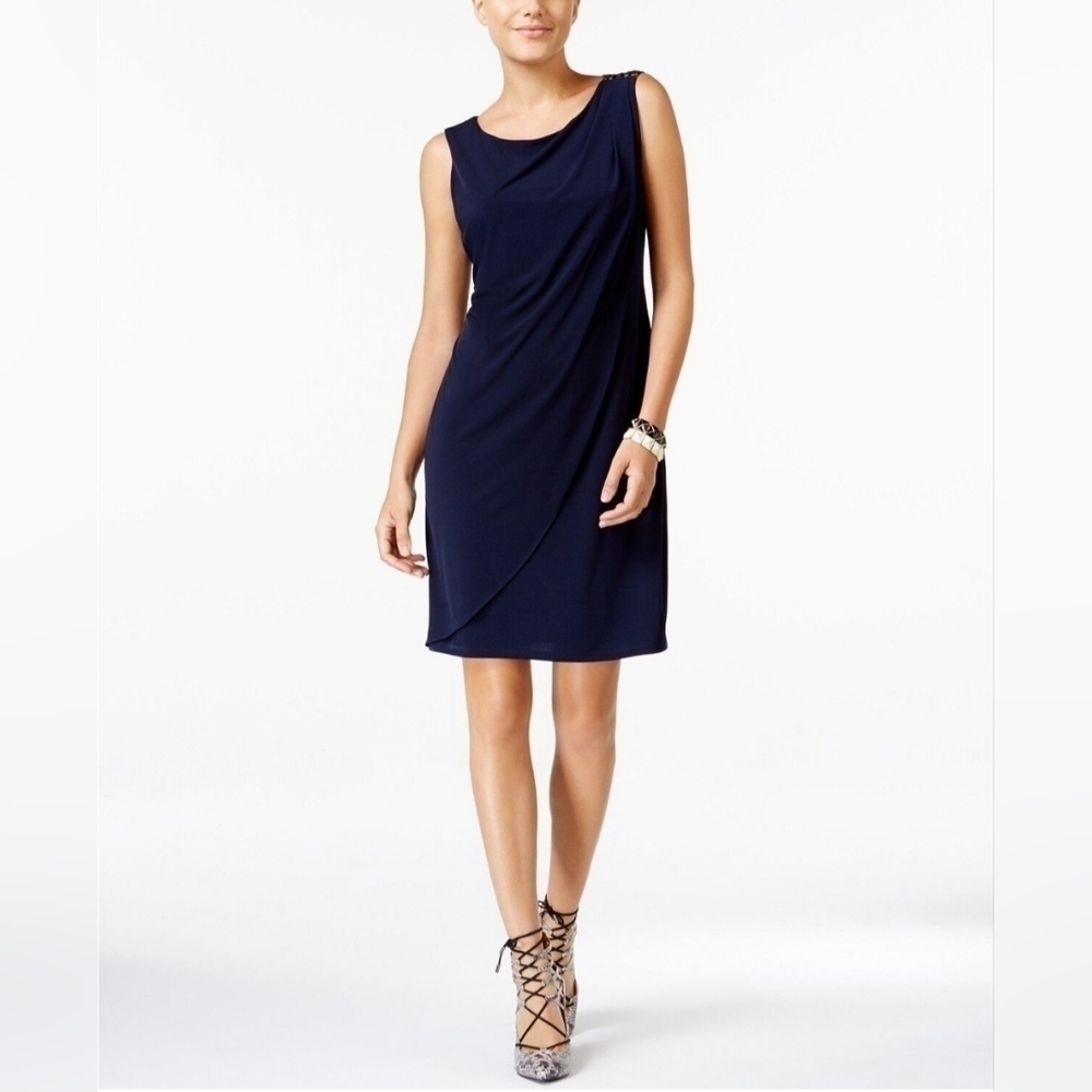 Jessica Simpson Navy Blue Satin Mini Dress